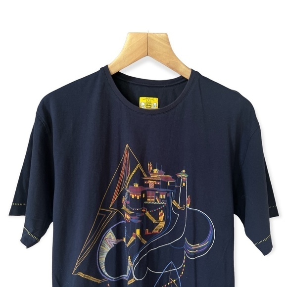 The Play Clan Men’s Stitched Embroidered Stairway Navy Graphic T-Shirt, Size XL - Picture 4 of 10